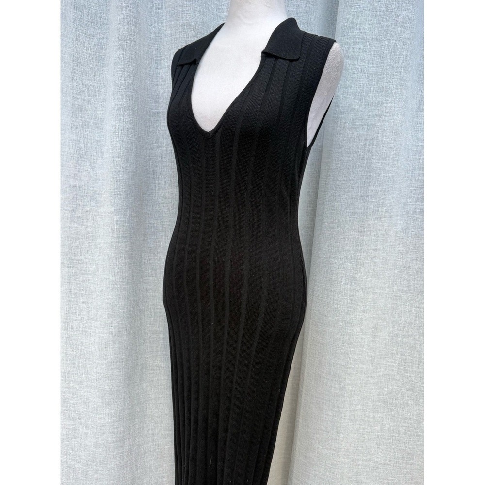 Endless rose black v-beck ribbed knitted dress
